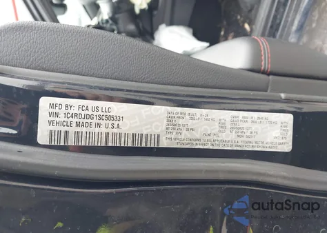 2025 Dodge Durango Gt Awd z USA, uszkodzony, nr VIN 1C4RDJDG1SC505331